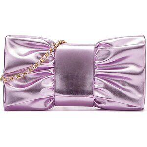Women's Light Purple Pu Leather High Quality Metal Small Bow Crossbody Clutch